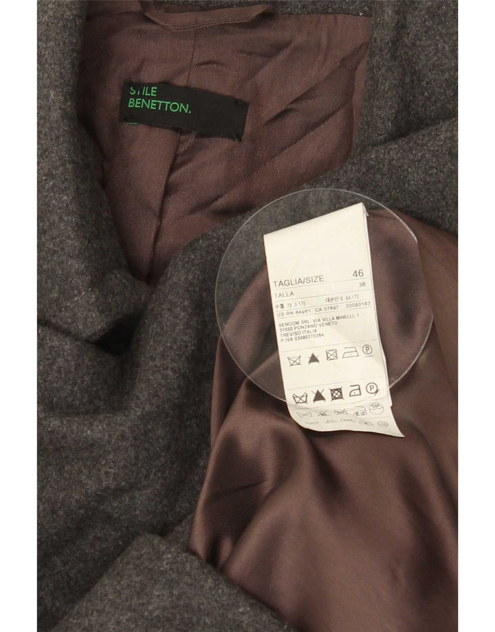 Benetton Damen Mantel IT 46 Große graue Wolle