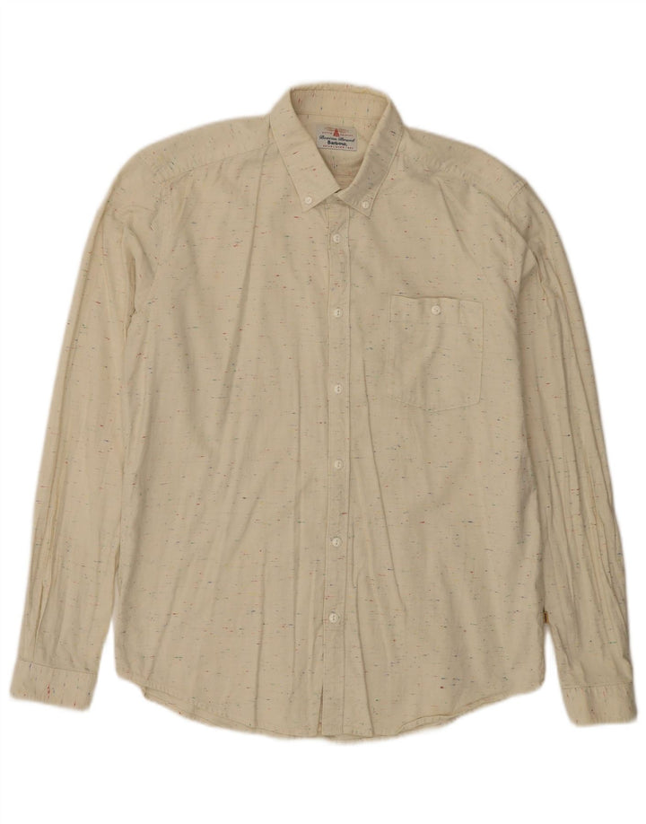 Barbour Herren-Hemd, groß, beige gesprenkelte Baumwolle