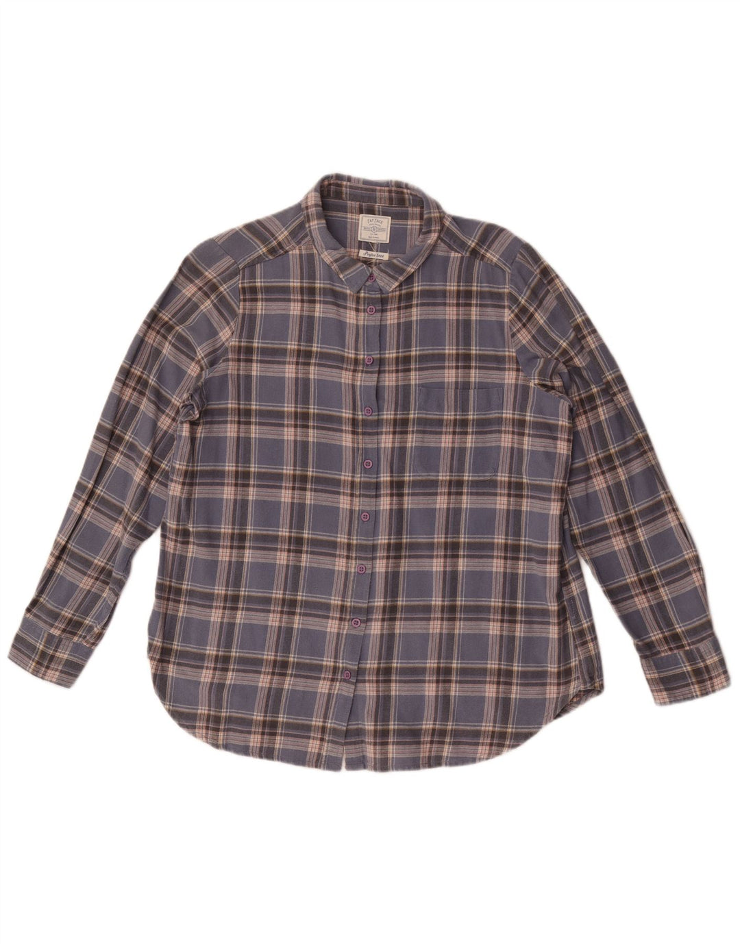 Fat Face Damen Flanellhemd UK 12 Mittelblau karierte Baumwolle