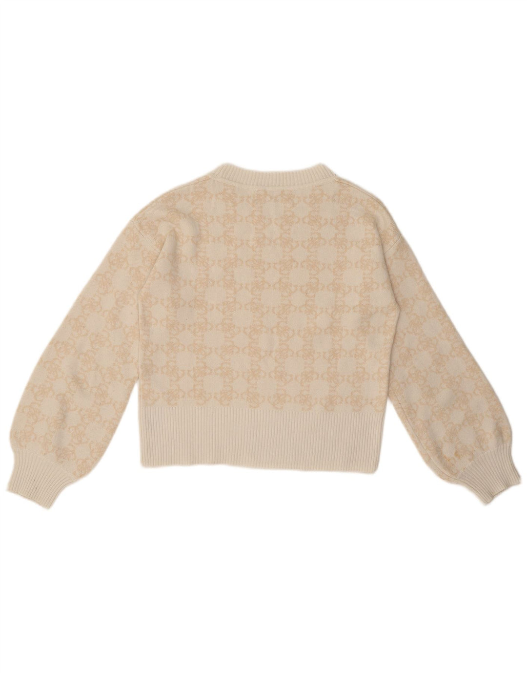 Guess Mädchen-Pullover mit abstraktem Muster und Rundhalsausschnitt, 13–14 Jahre, Beige