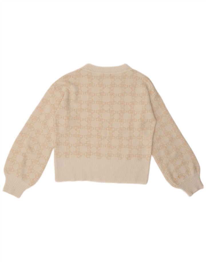Guess Mädchen-Pullover mit abstraktem Muster und Rundhalsausschnitt, 13–14 Jahre, Beige