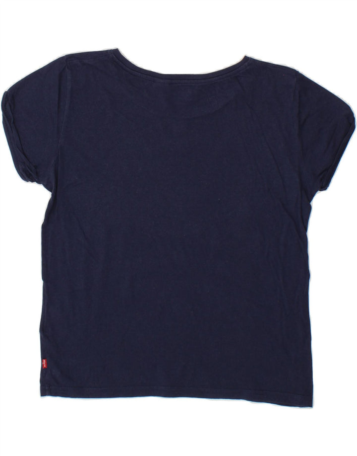 LEVI'S Womens Graphic T-Shirt Top UK 10 Small Navy Blue Vintage Levi's and Second-Hand Levi's from Messina Hembry 