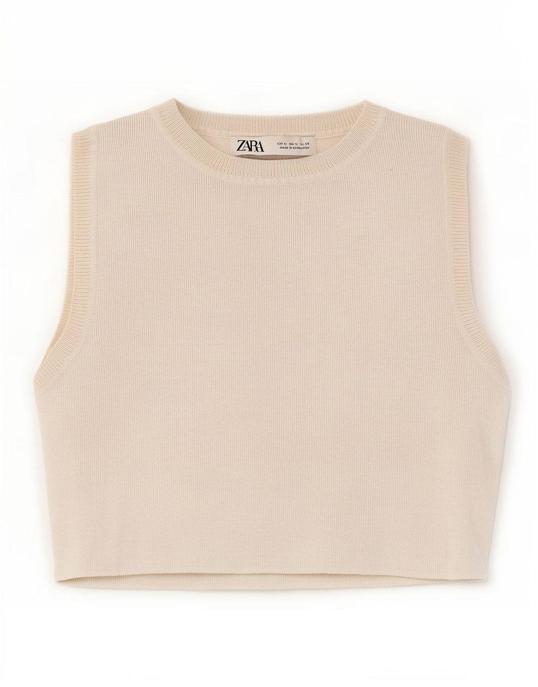 Zara Damen Crop Vest Top UK 12 Mittelweiße Viskose