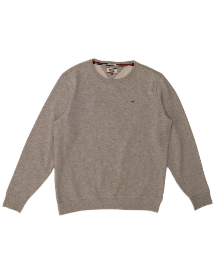 Tommy Hilfiger Herren-Sweatshirt mit normaler Passform, große graue Baumwolle