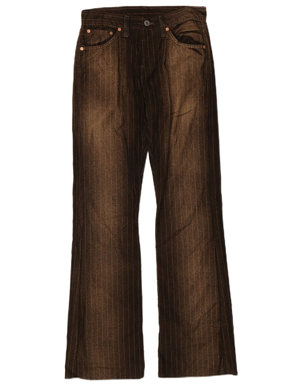 Replay Damen Bootcut Freizeithose W28 L34 Braun gestreiftes Polyester