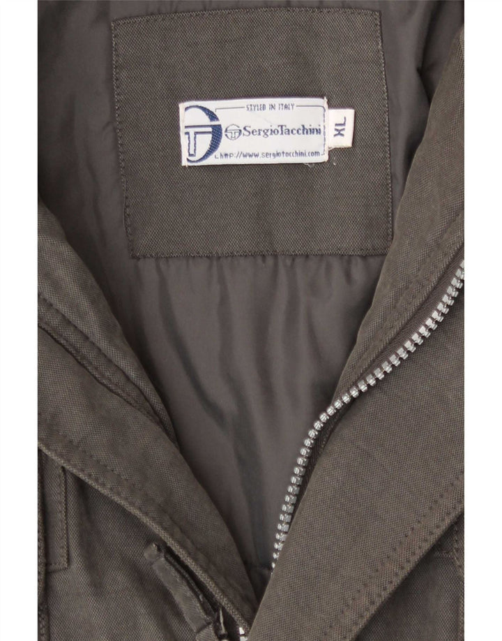 Sergio Tacchini gepolsterte Herrenjacke mit Kapuze, UK 42, XL, Grau