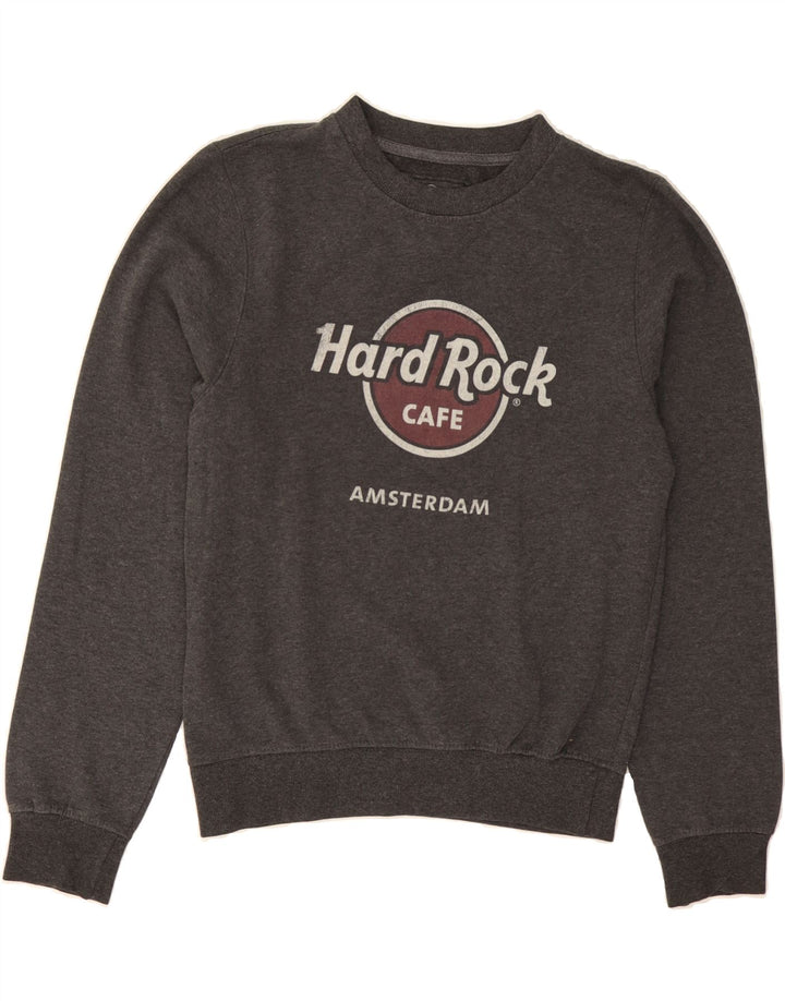 HARD ROCK CAFE Womens Amsterdam Graphic Sweatshirt Jumper UK 10 Small Grey Vintage Hard Rock Cafe and Second-Hand Hard Rock Cafe from Messina Hembry 