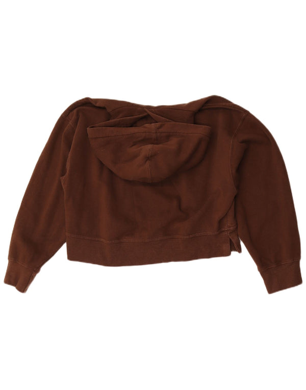 Zara Damen Crop Oversized Hoodie Pullover UK 10 Small Braune Baumwolle