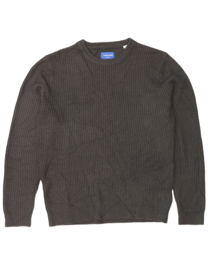 Jack & Jones Herren-Pullover mit Rundhalsausschnitt, Größe L, Acryl, Grau