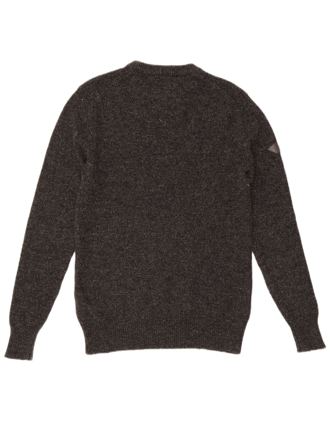 SUPERDRY Mens Crew Neck Jumper Sweater Small Grey Flecked Wool