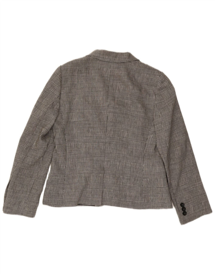 Luisa Spagnoli Damen 3-Knopf-Blazerjacke IT 46 Large Grey Houndstooth