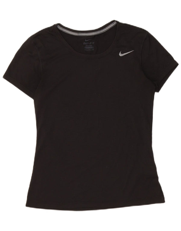 NIKE Damen Dri Fit T-Shirt Top UK 10 Small Schwarz Polyester