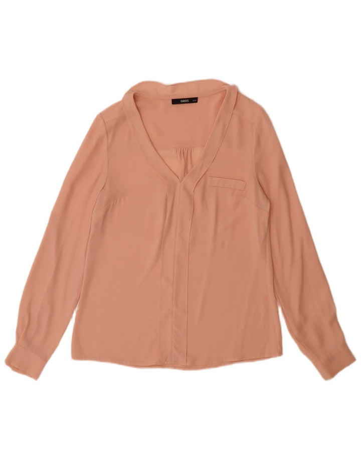 Oasis Langarm-Blusenoberteil für Damen UK 8 Smal Pink