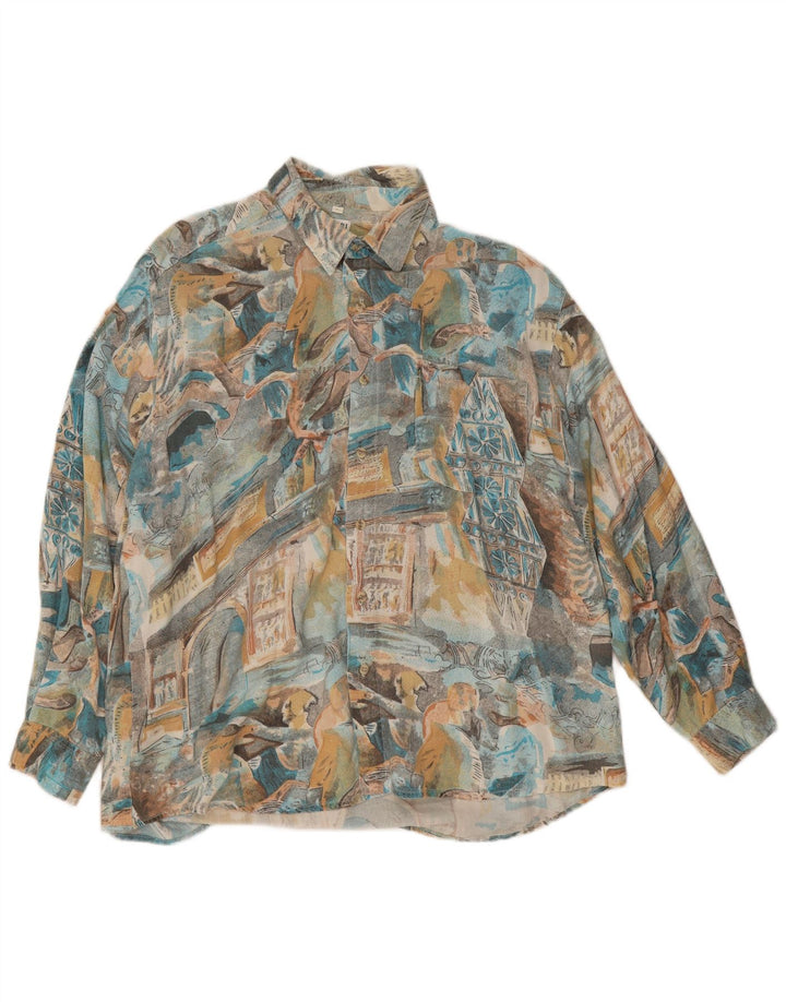 Vintage Herrenhemd, groß, mehrfarbig, Patchwork-Viskose