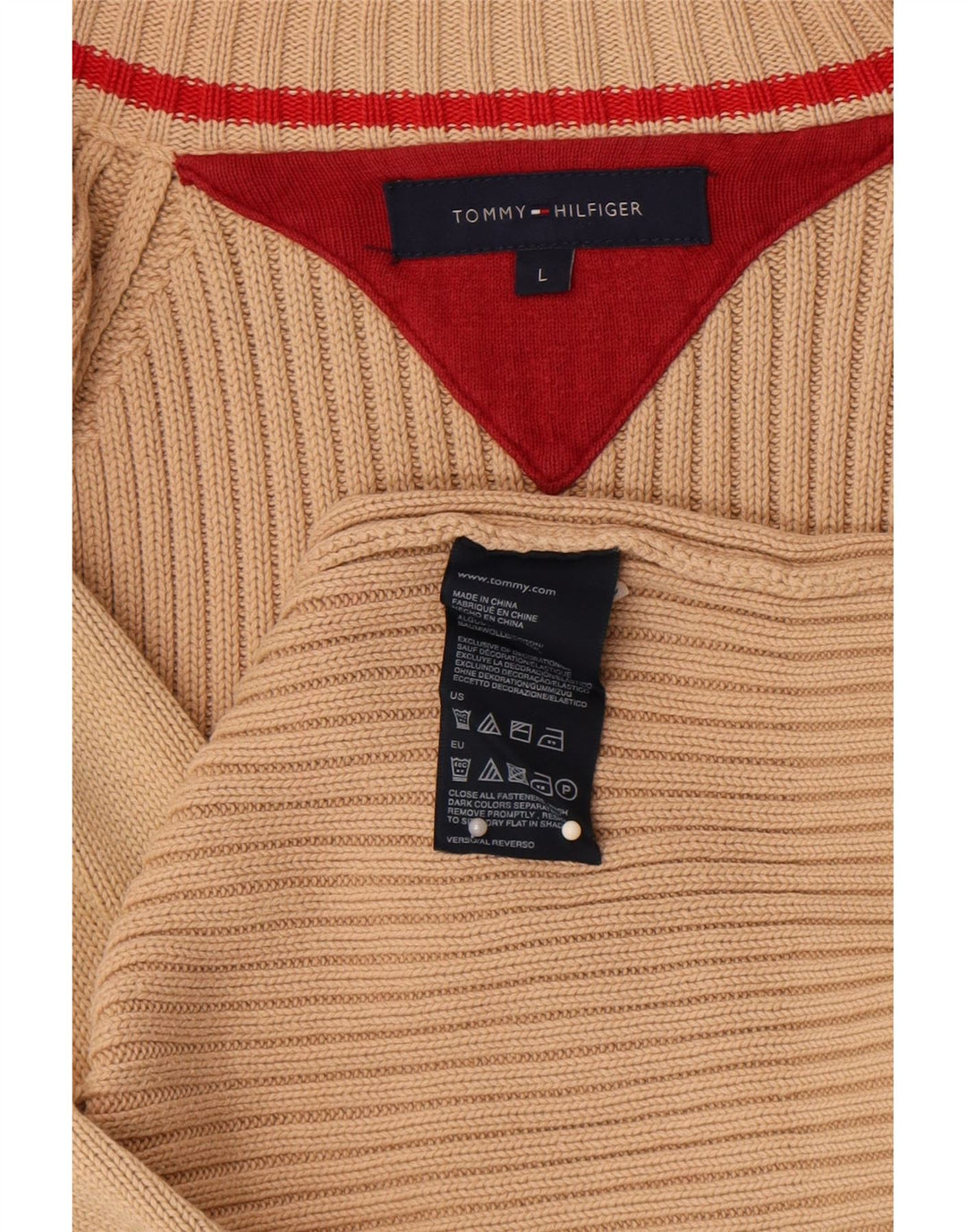 Tommy Hilfiger Herren-Strickjacke, groß, beige Baumwolle