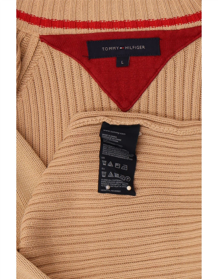 Tommy Hilfiger Herren-Strickjacke, groß, beige Baumwolle