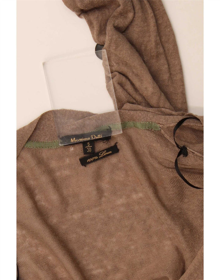 Massimo Dutti Damen-Cardigan-Pullover UK 10 Kleines braunes Leinen