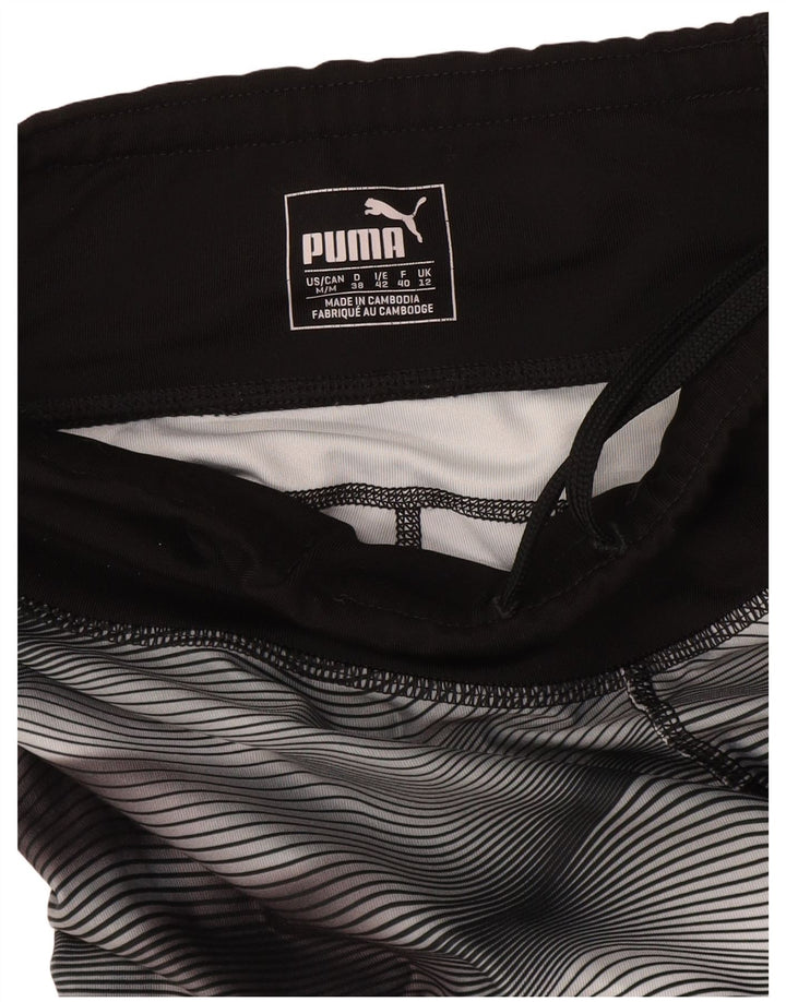 Puma Damen Leggings UK 12 Medium Schwarz gestreift