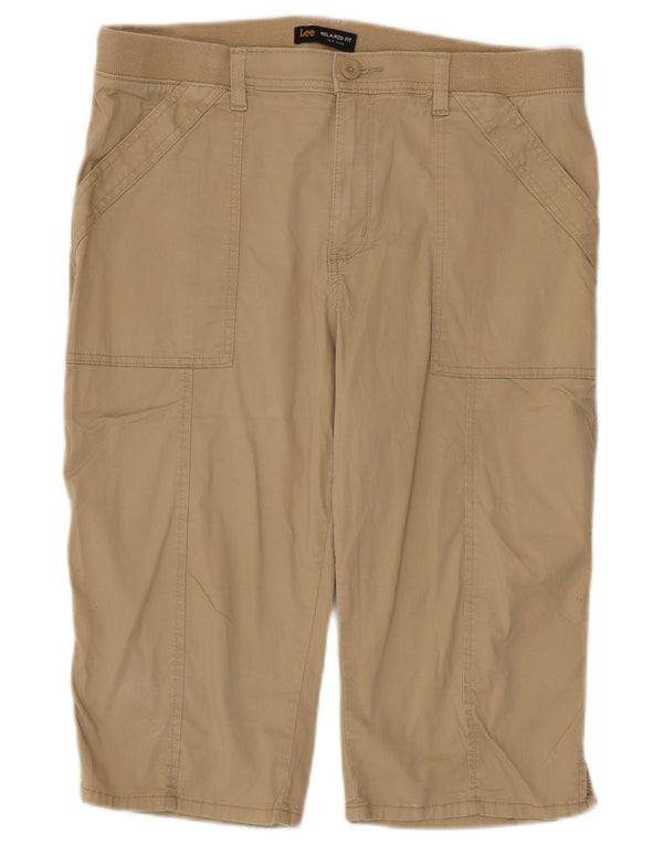 Lee Damen-Bermudashorts mit mittlerer Leibhöhe und entspannter Passform, US 14, XL, W34, beige Baumwolle