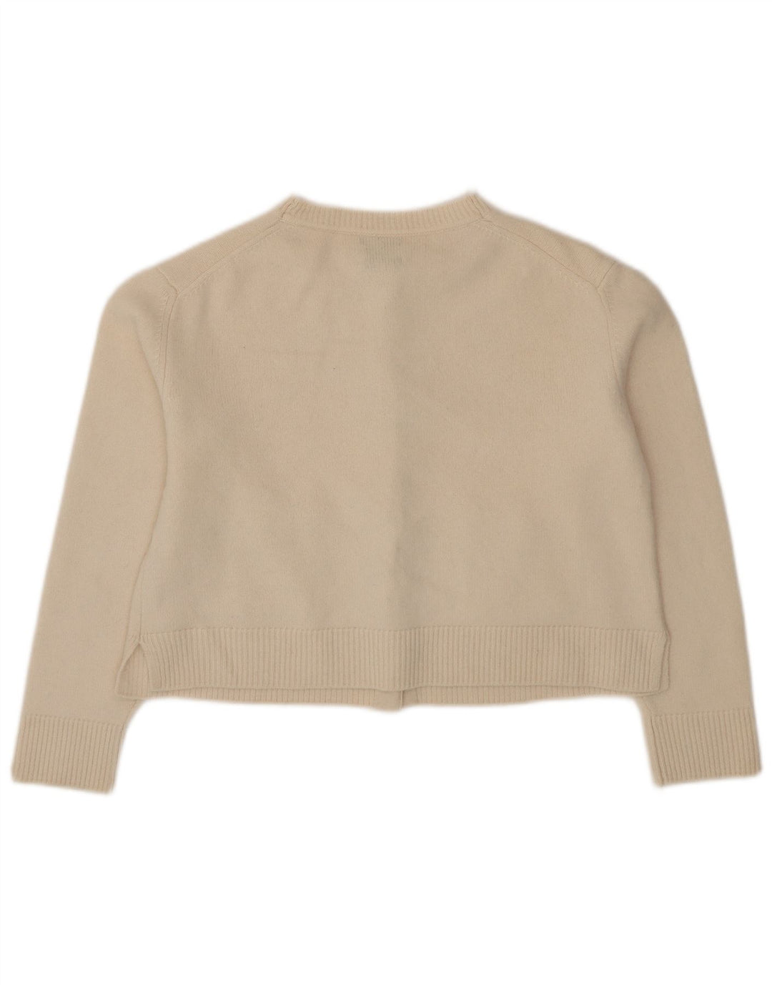 Massimo Dutti Damen Crop Cardigan Pullover UK 14 Mittelbeige Wolle