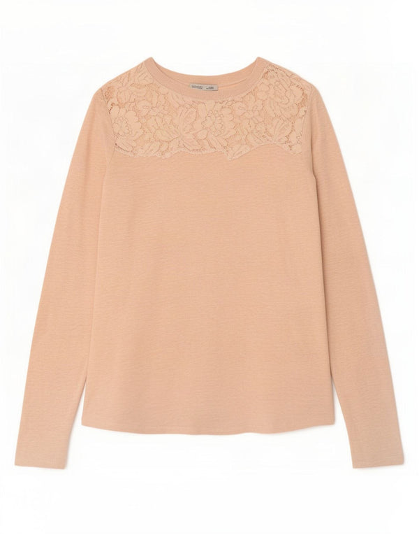 Zara Damen Top Langarm UK 14 Large Pink Floral