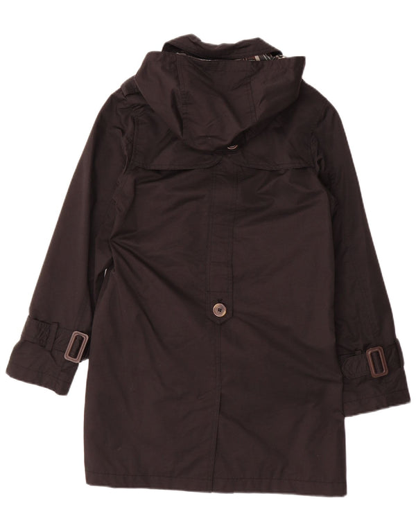 Zara Zweireihiger Mantel mit Kapuze für Mädchen, 9–10 Jahre, schwarze Baumwolle