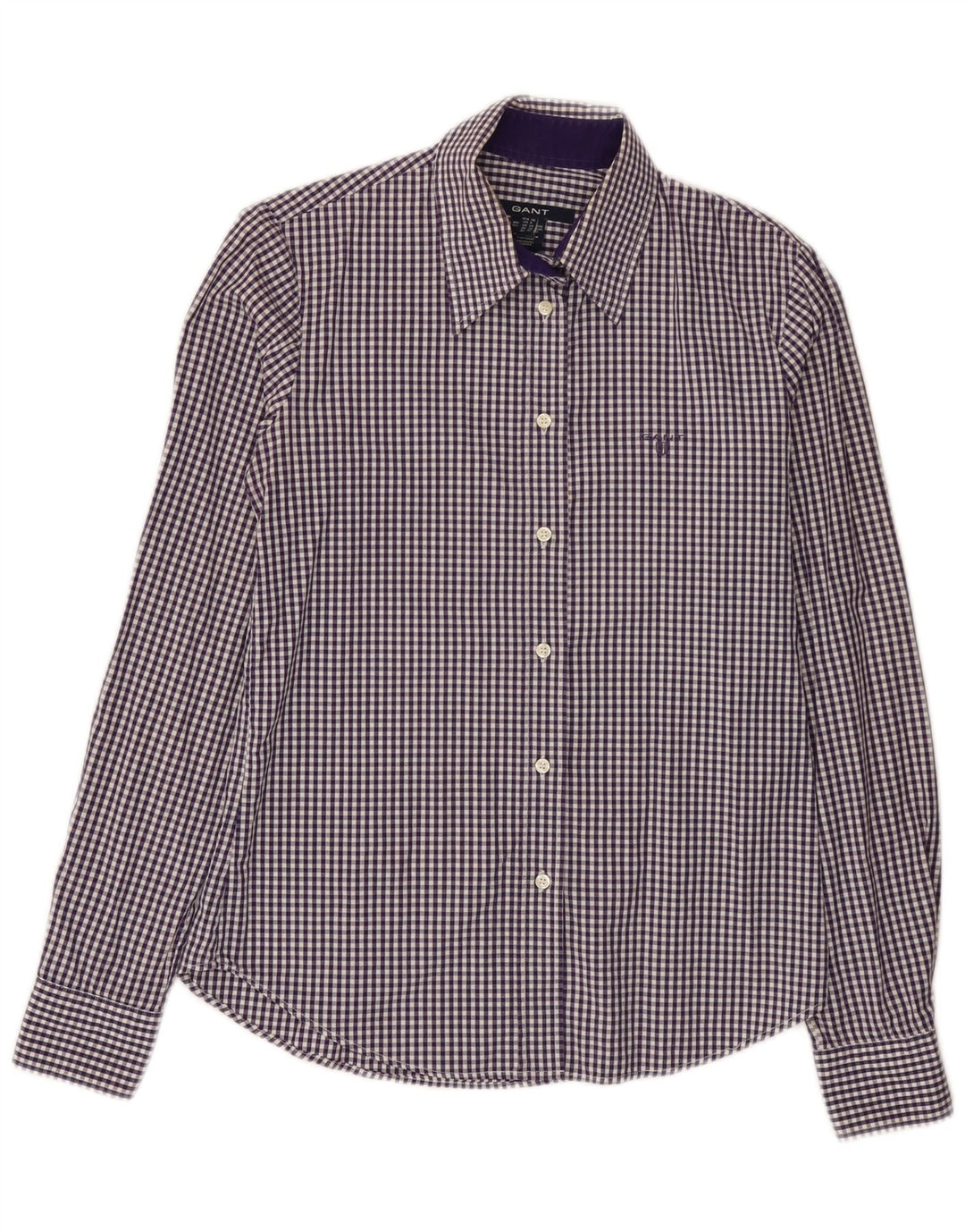 Gant Damenhemd UK 10 Small Lila Gingham Baumwolle