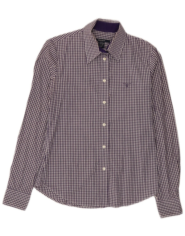 Gant Damenhemd UK 10 Small Lila Gingham Baumwolle