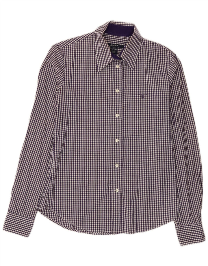 Gant Damenhemd UK 10 Small Lila Gingham Baumwolle