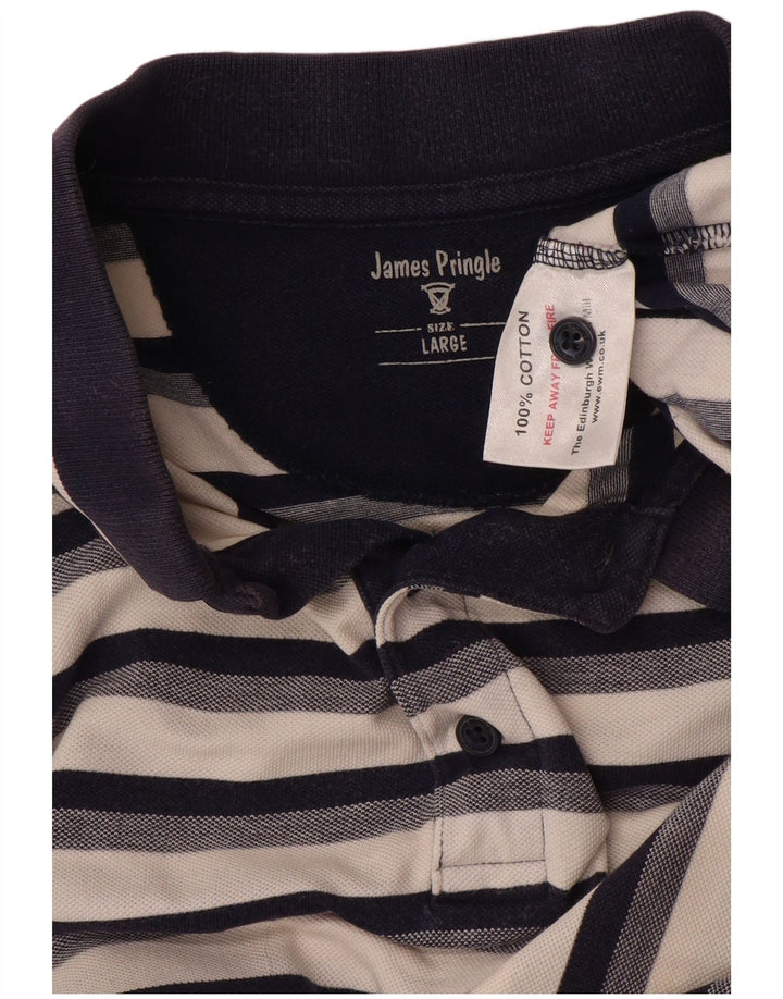 JAMES PRINGLE Herren-Poloshirt, groß, marineblau, gestreift, Baumwolle