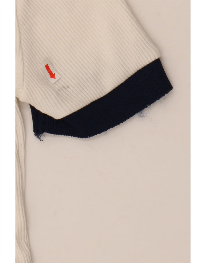 Zara Damen T-Shirt Top UK 12 Mittelweißes Colourblock-Polyester