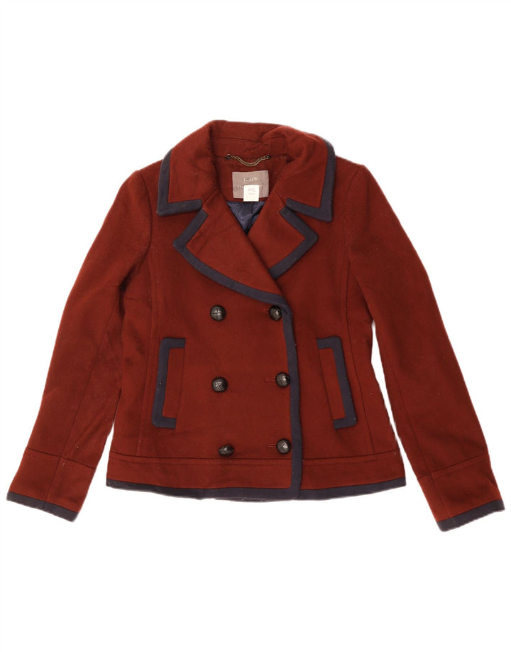J. Crew Damen Übergroßer Pea Coat US 2 XS Kastanienbraune Wolle