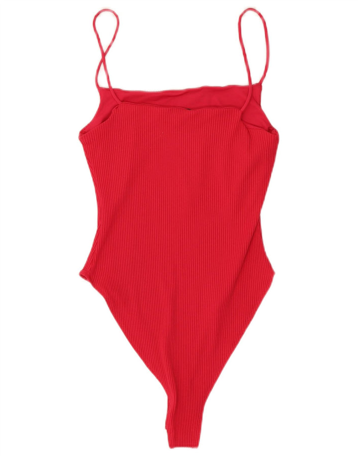 Zara Damen-Body UK 12 Mittelrotes Polyamid