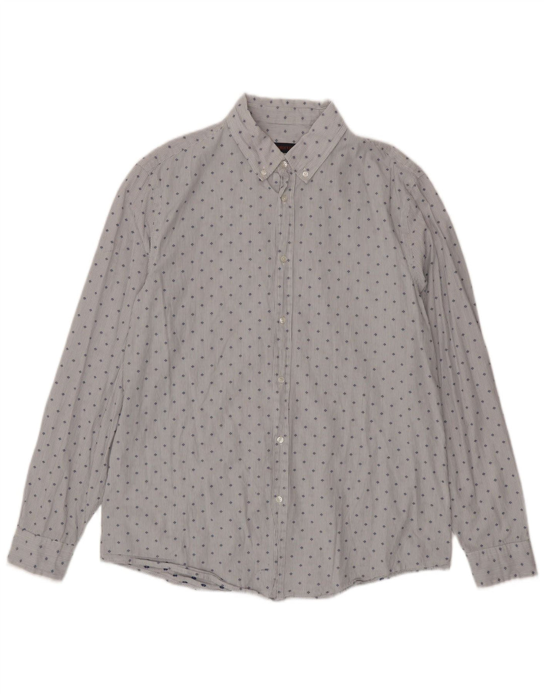 Trussardi Jeans Herrenhemd, Größe 43, groß, blau gepunktet