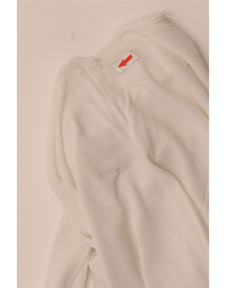 Zara Damen Durchsichtiges Top Langarm UK 12 Mittelweiße Viskose