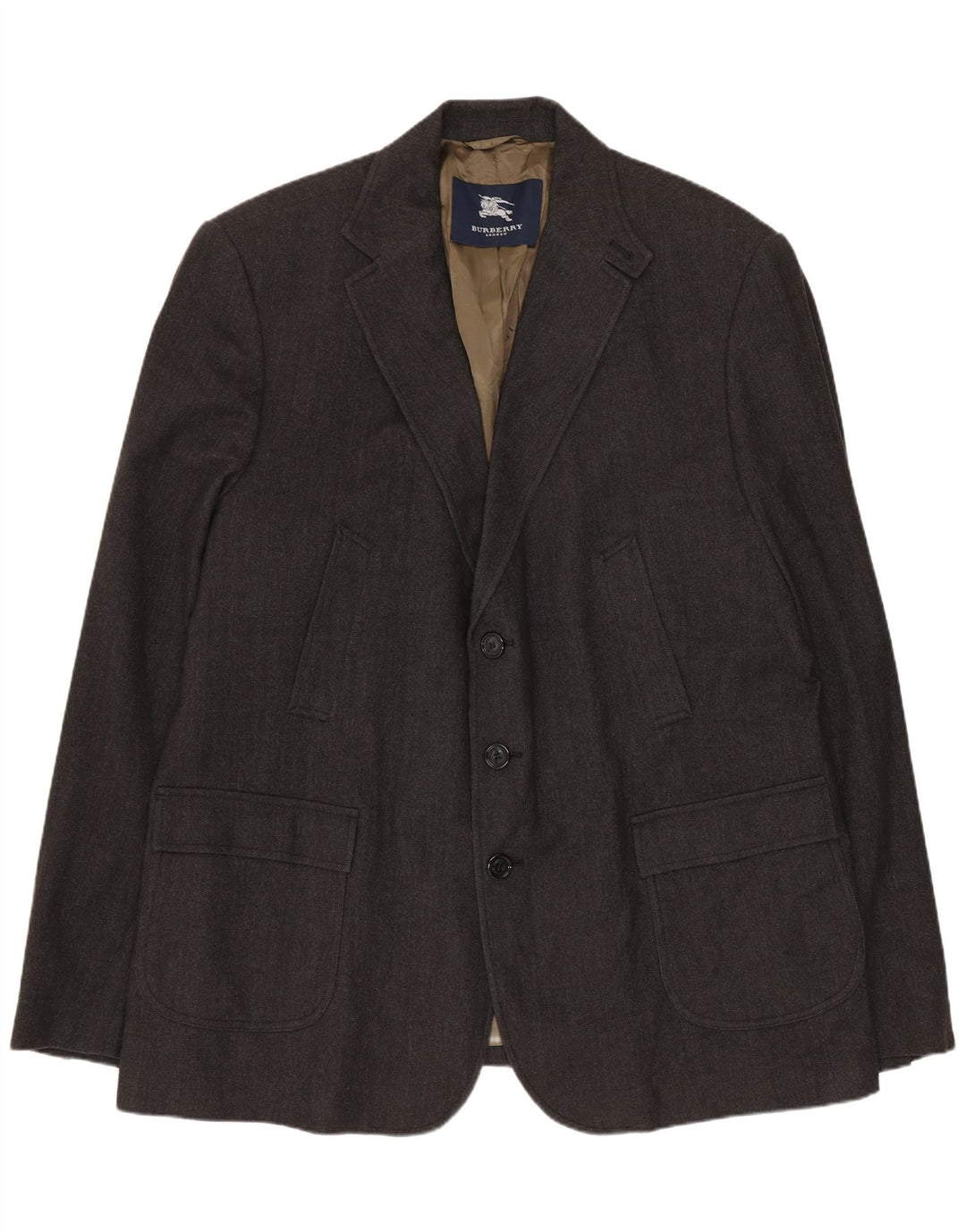 Burberry Herren-Blazer mit 3 Knöpfen, UK 42, XL, graue Wolle mit Fischgrätenmuster