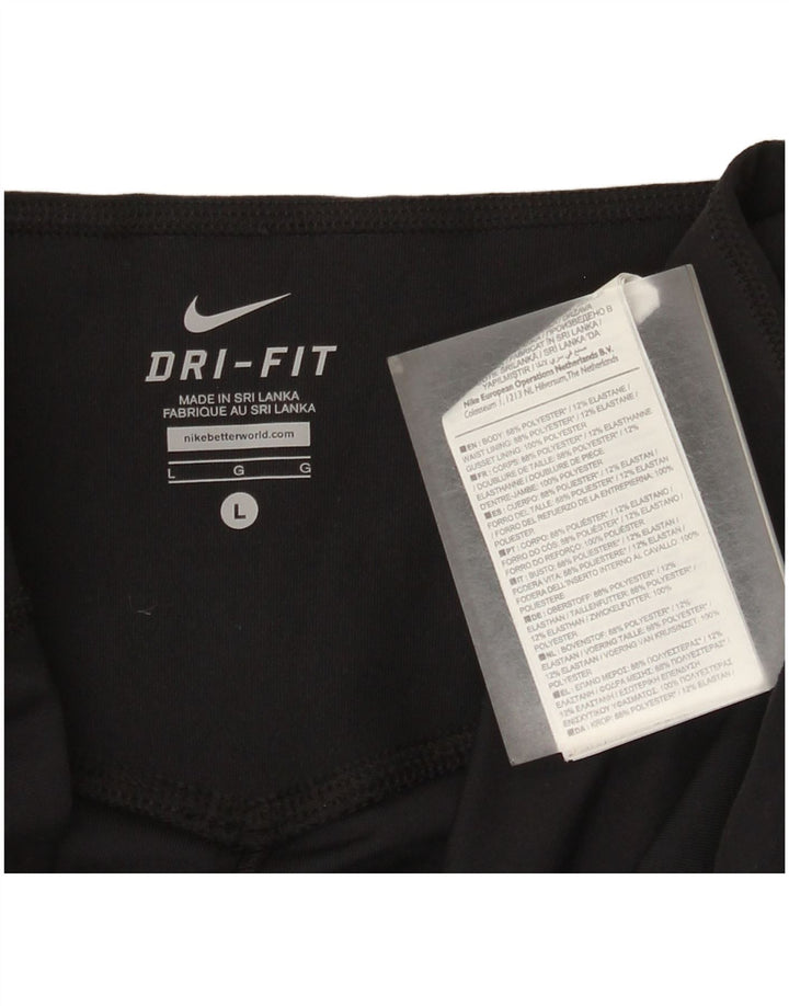 Nike Damen Dri Fit Capri Leggings UK 14 Large Schwarz Polyester