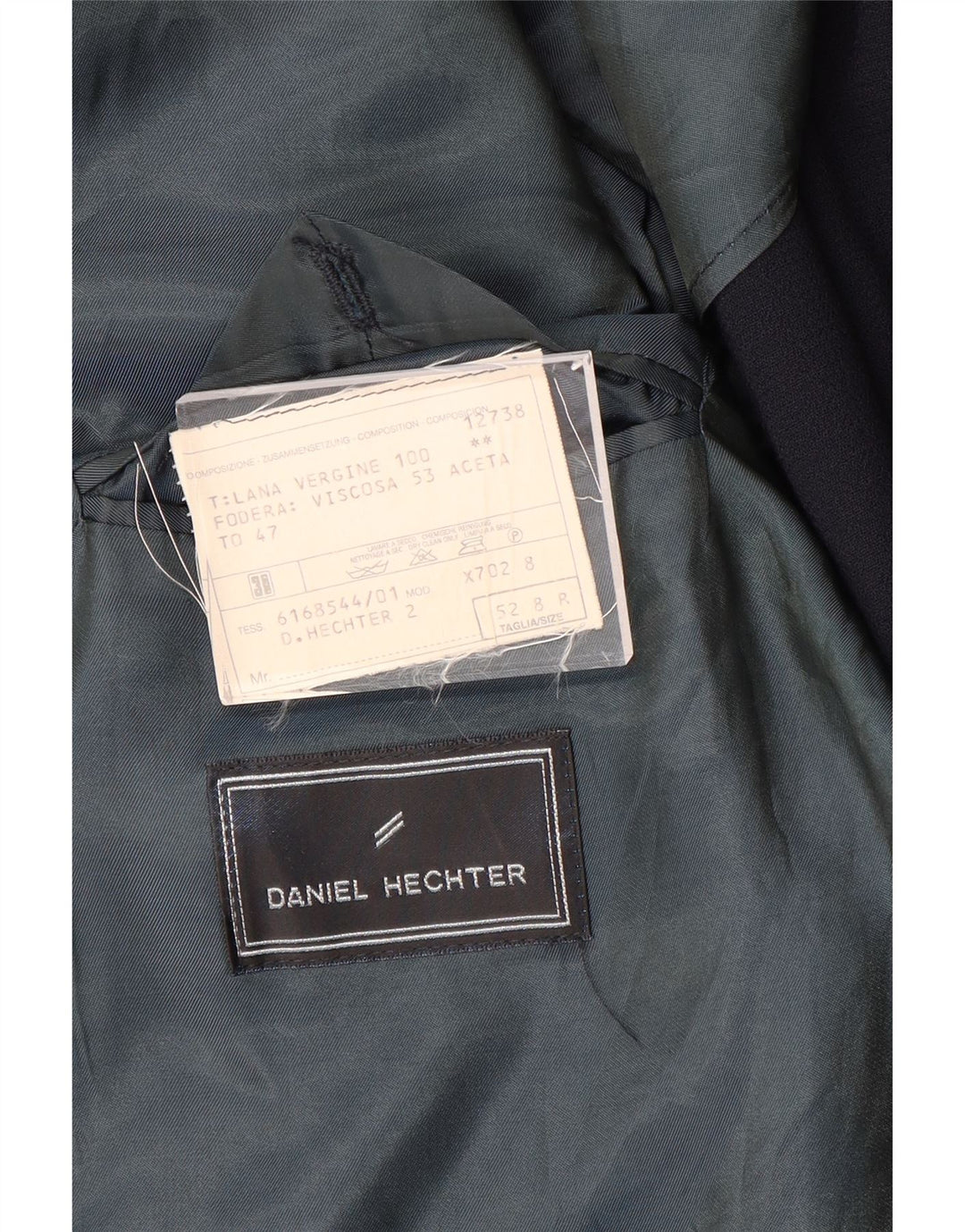 DANIEL HECHTER Herren 3-Knopf-Blazerjacke IT 52 XL Marineblaue Schurwolle