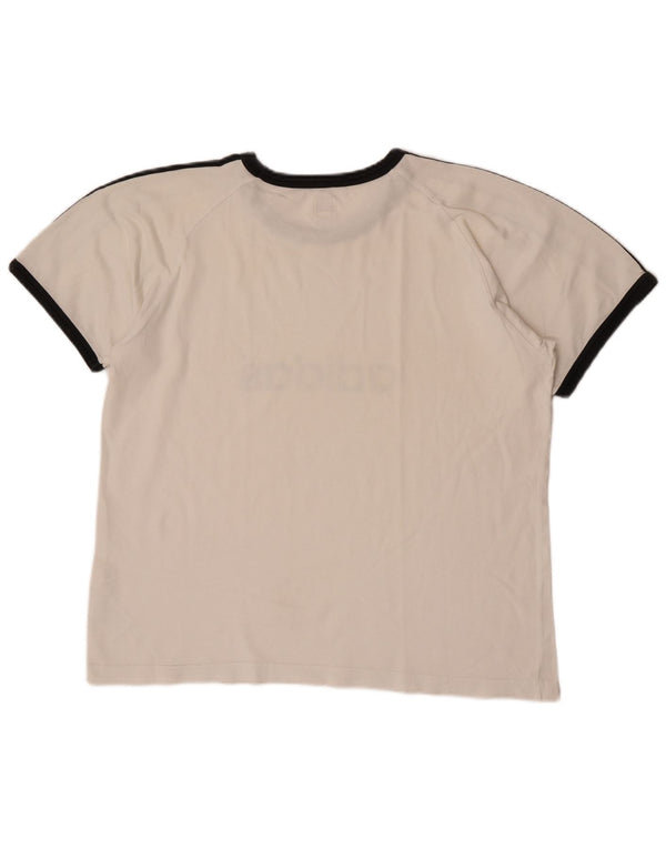 Adidas Damen T-Shirt Top UK 18 XL Weiße Baumwolle