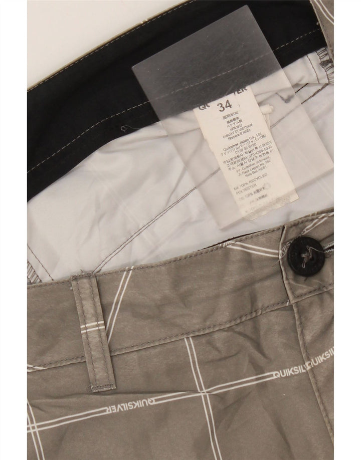 Quiksilver Herren-Chinoshorts W34, großes grau kariertes Polyester