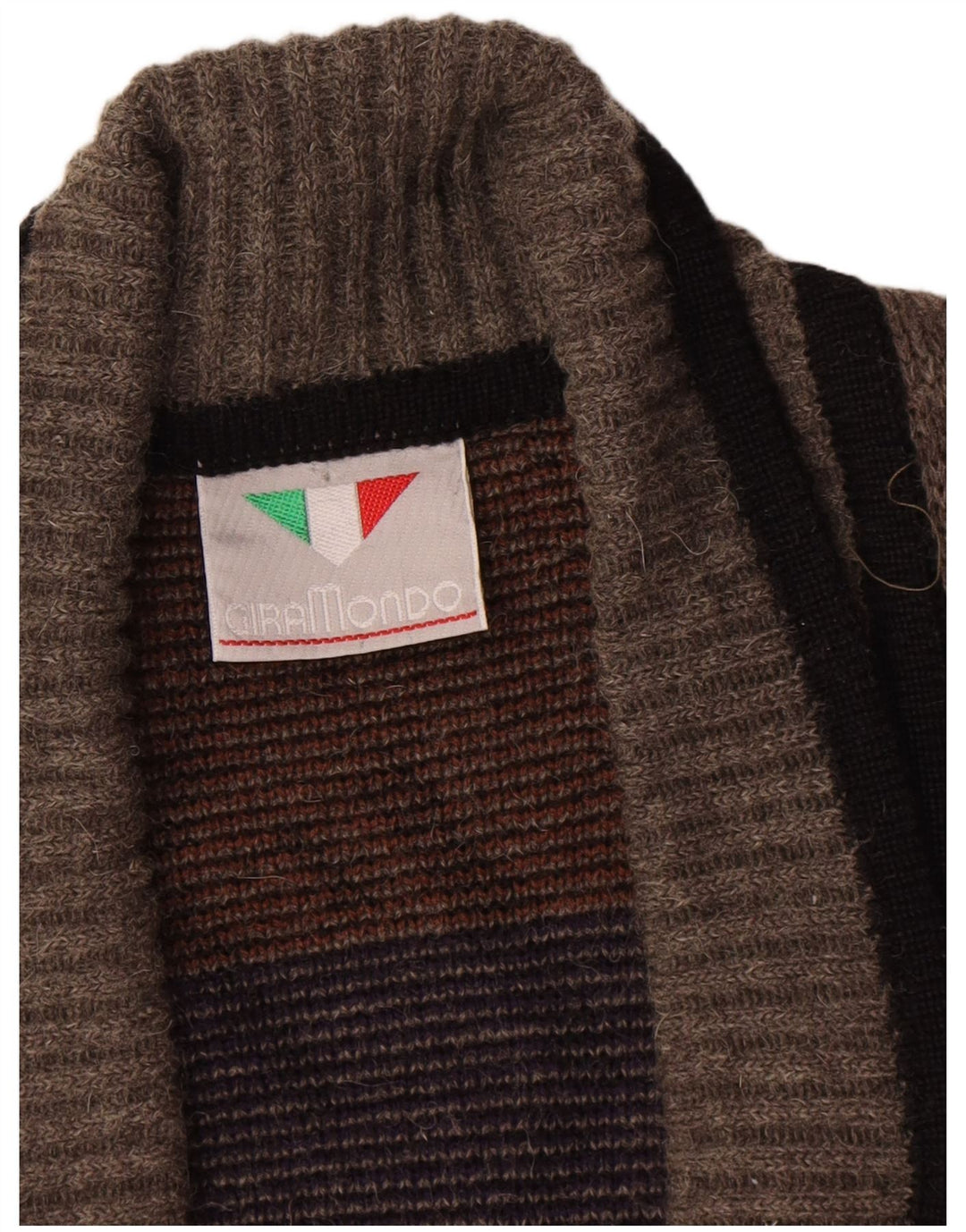 Giramondo Herren-Strickjacke, zweireihig, Größe IT 48, mittelgrau, geometrisch