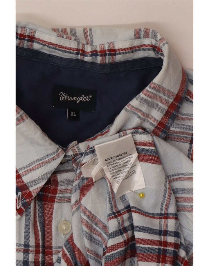 Wrangler Herrenhemd XL, blau kariert, Baumwolle