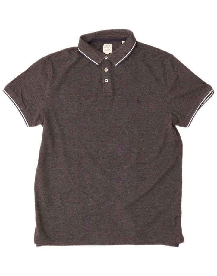 JACK WILLS Herren-Poloshirt, große graue Baumwolle