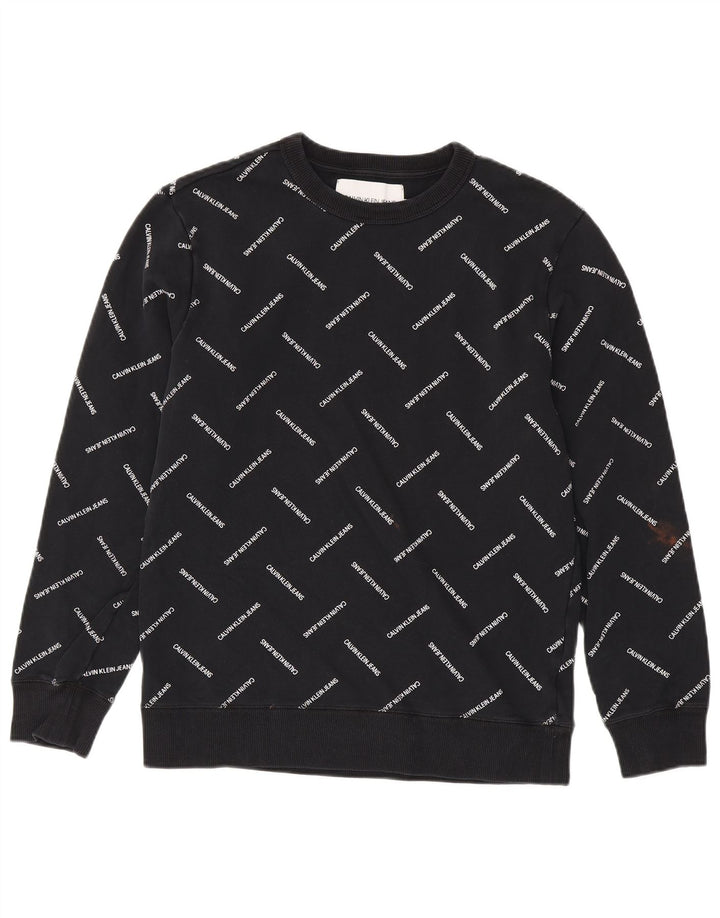 CALVIN KLEIN JEANS Herren-Sweatshirt mit Grafik, mittlere schwarze Baumwolle