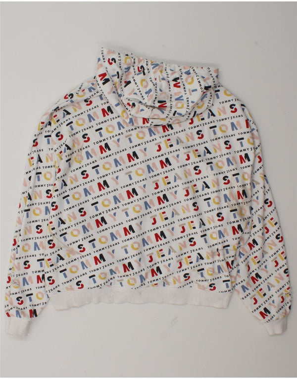 Tommy Hilfiger Womens Graphic Oversized Hoodie Pullover UK 18 XL Weiße Baumwolle