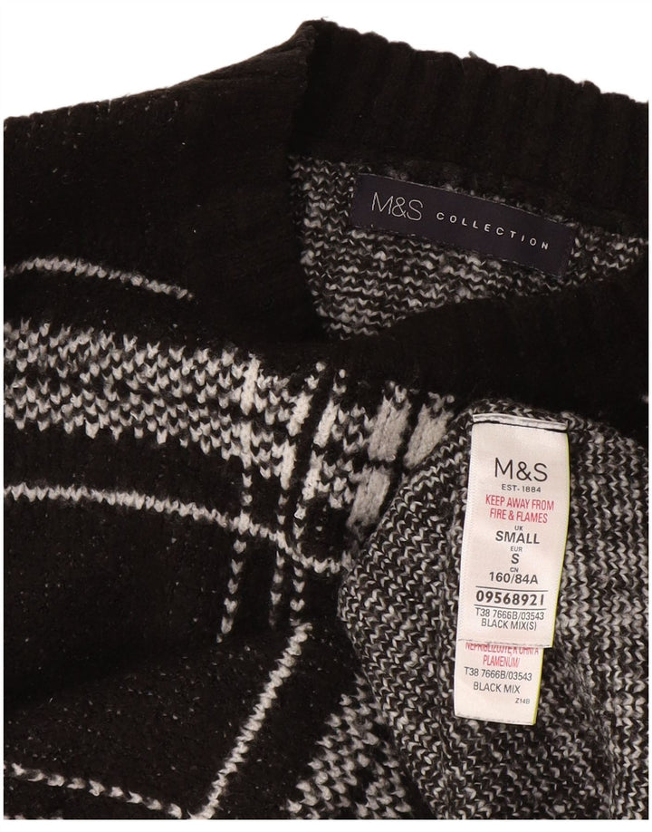 Marks & Spencer Damen-Pullover mit Rundhalsausschnitt, Gr. 10, Größe S, schwarz kariert