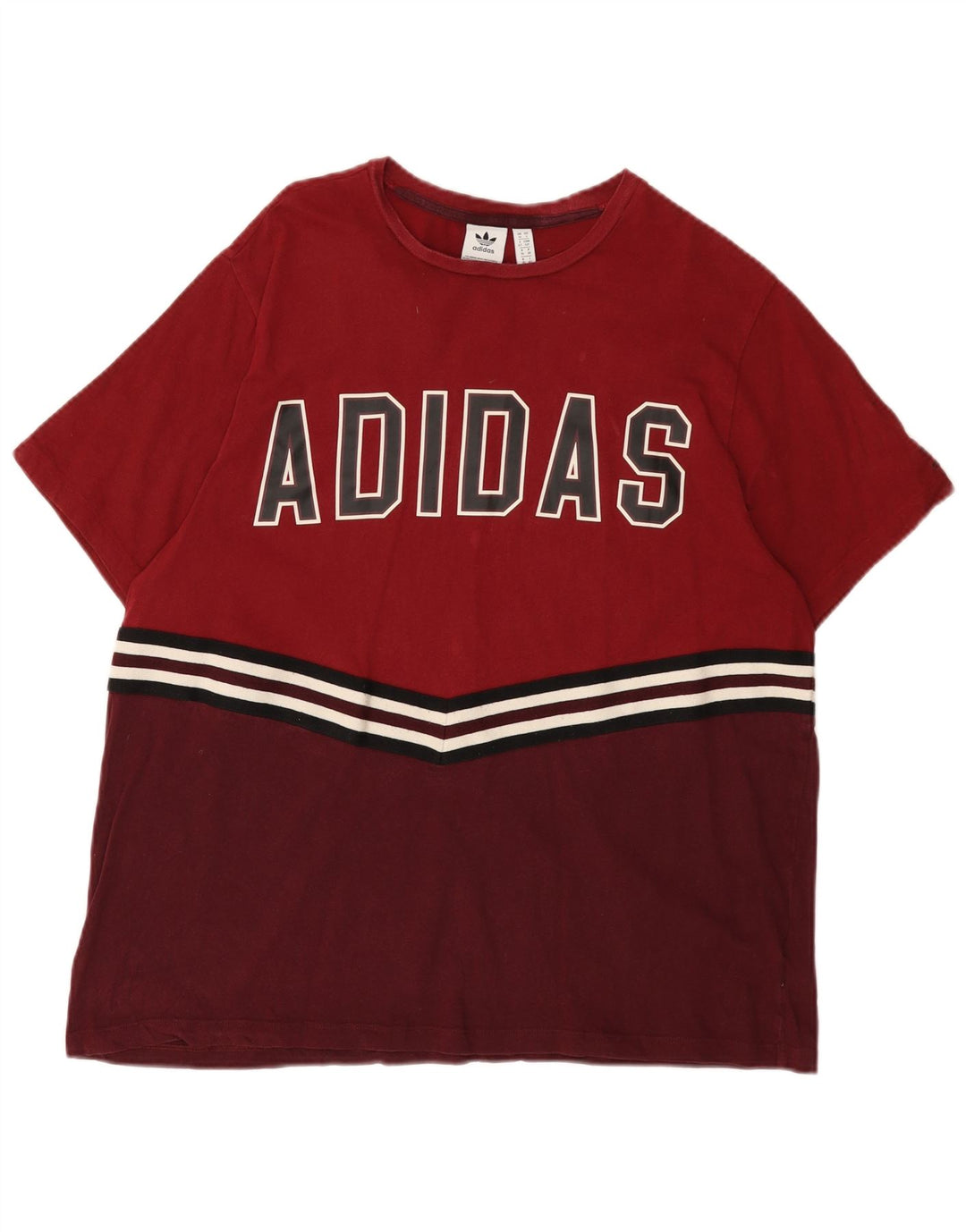 ADIDAS Grafik-T-Shirt für Damen, UK, Größe S 10, Burgunderrot, Farbblock