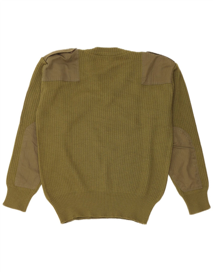 Vintage Herren Militär Pullover mit V-Ausschnitt Medium Khaki