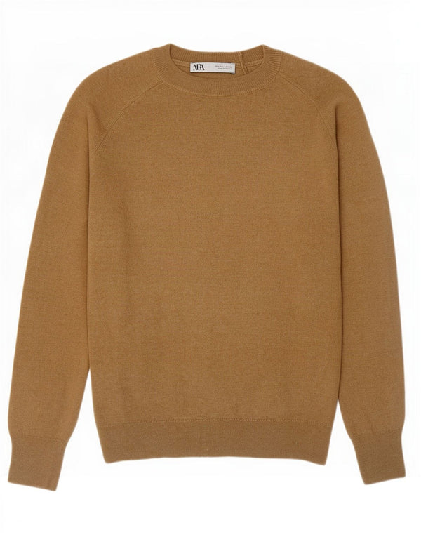 Zara Damen-Pullover mit Rundhalsausschnitt, Gr. 10, Größe S, Beige, Polyamid