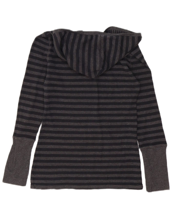 Calvin Klein Damen Kapuzenoberteil Langarm UK 12 Mittelgrau gestreift Baumwolle